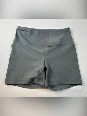 Yogalicious Grayish Green High-Waist Shorts Yoga Athletic Fitted